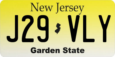 NJ license plate J29VLY
