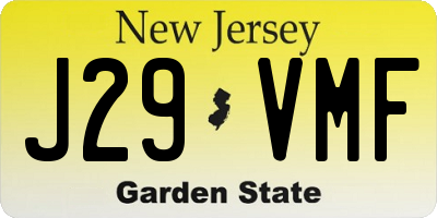 NJ license plate J29VMF