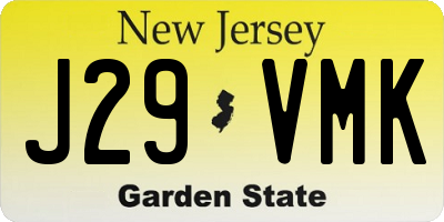 NJ license plate J29VMK