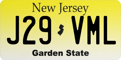 NJ license plate J29VML