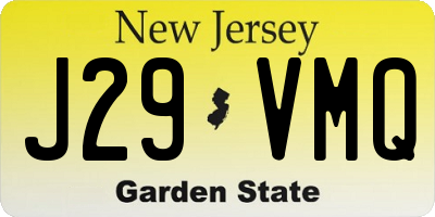 NJ license plate J29VMQ
