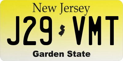 NJ license plate J29VMT