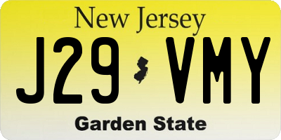 NJ license plate J29VMY