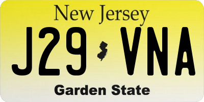 NJ license plate J29VNA