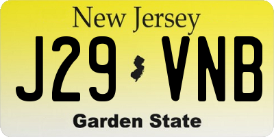 NJ license plate J29VNB