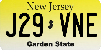 NJ license plate J29VNE