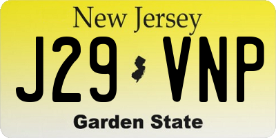 NJ license plate J29VNP