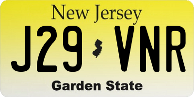 NJ license plate J29VNR