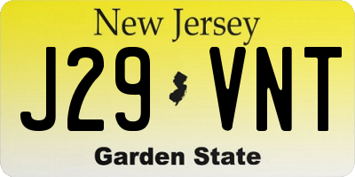 NJ license plate J29VNT