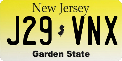 NJ license plate J29VNX