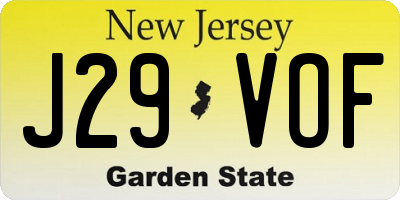 NJ license plate J29VOF