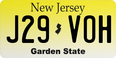 NJ license plate J29VOH