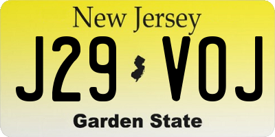 NJ license plate J29VOJ