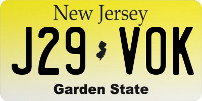 NJ license plate J29VOK