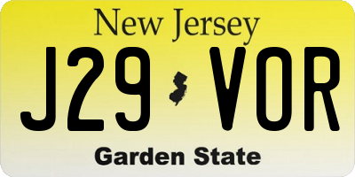 NJ license plate J29VOR