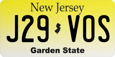 NJ license plate J29VOS