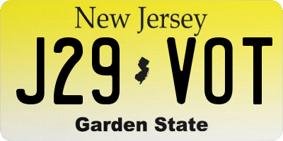 NJ license plate J29VOT