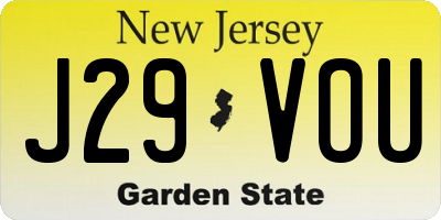 NJ license plate J29VOU
