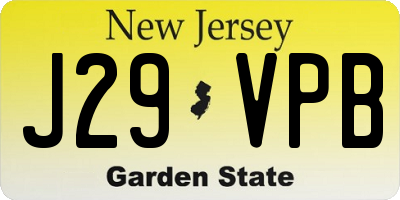 NJ license plate J29VPB