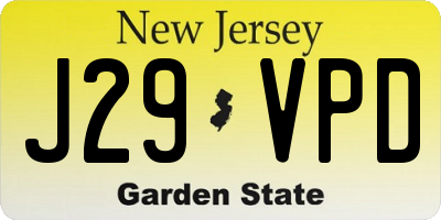 NJ license plate J29VPD