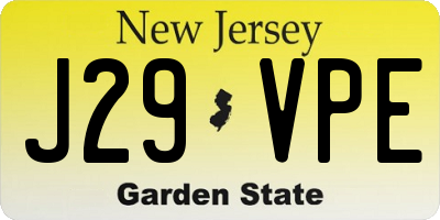 NJ license plate J29VPE