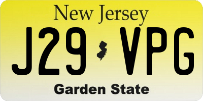 NJ license plate J29VPG