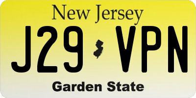 NJ license plate J29VPN