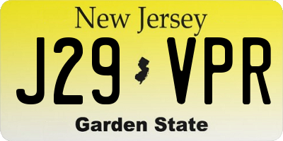 NJ license plate J29VPR