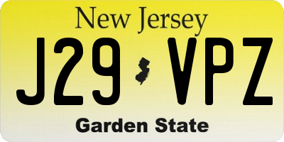 NJ license plate J29VPZ