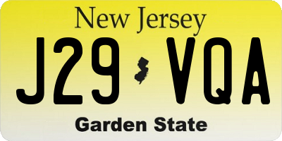 NJ license plate J29VQA