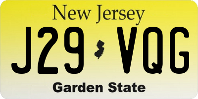 NJ license plate J29VQG