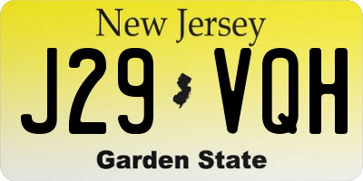 NJ license plate J29VQH