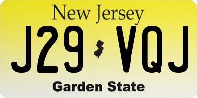 NJ license plate J29VQJ