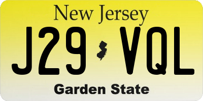 NJ license plate J29VQL