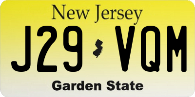 NJ license plate J29VQM