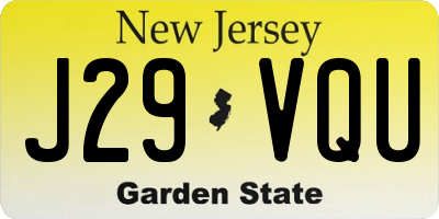 NJ license plate J29VQU