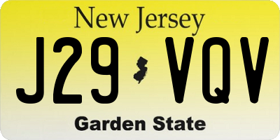 NJ license plate J29VQV