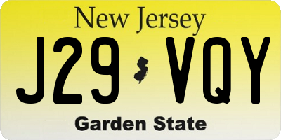 NJ license plate J29VQY
