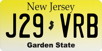 NJ license plate J29VRB