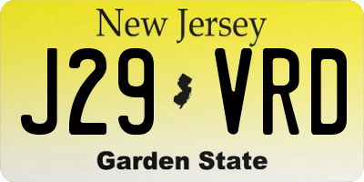 NJ license plate J29VRD