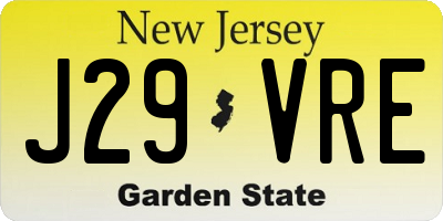 NJ license plate J29VRE