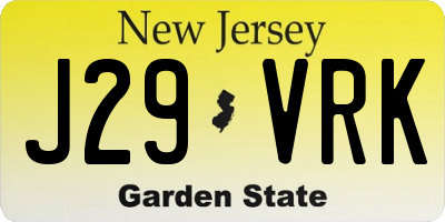 NJ license plate J29VRK
