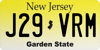 NJ license plate J29VRM
