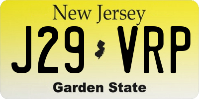 NJ license plate J29VRP