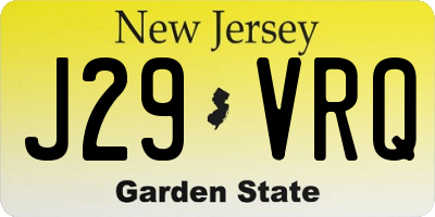 NJ license plate J29VRQ