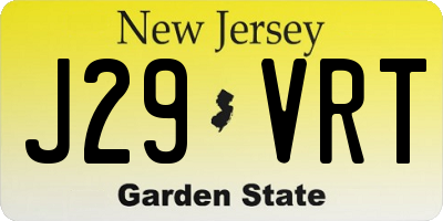NJ license plate J29VRT