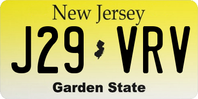 NJ license plate J29VRV