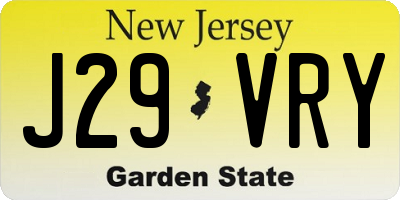 NJ license plate J29VRY