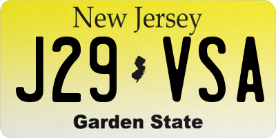 NJ license plate J29VSA