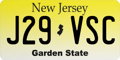 NJ license plate J29VSC